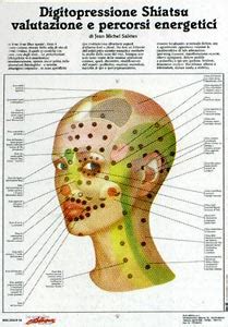 Diagramma dei meridiani del viso e punti di pressione per il Gua Sha