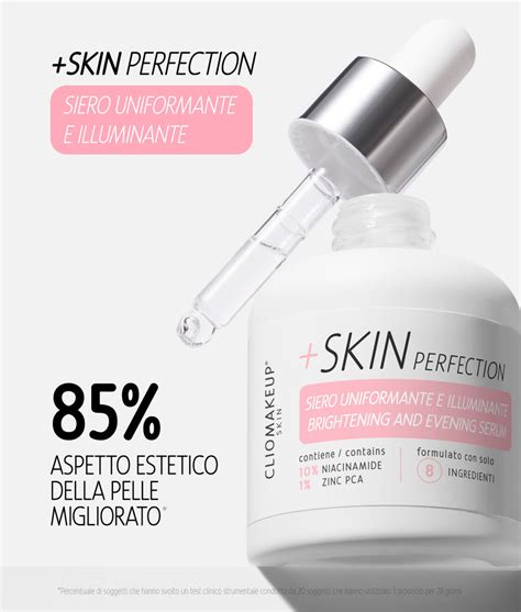 Grafico che mostra i benefici del siero +SKIN Perfection: luminosità, uniformità, sebo-regolazione