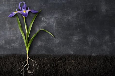 Iris flower and root