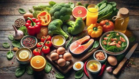 Immagine di vari alimenti ricchi di Vitamina A