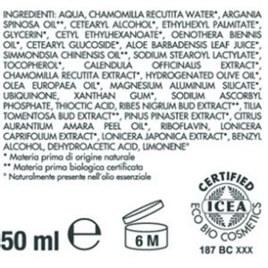 Esempio di etichetta INCI con ingredienti naturali evidenziati