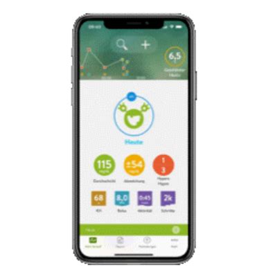 Interfaccia dell'app MySugr su smartphone