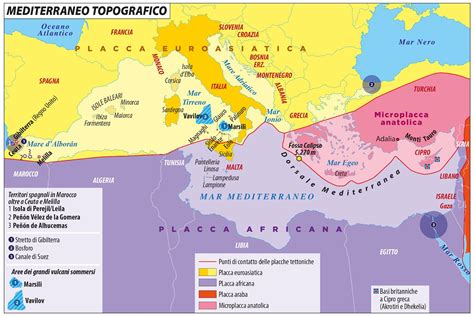 Mappa del Mediterraneo con evidenziate aree a rischio di batteri marini