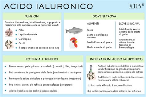 Infografica che illustra i benefici dell'acido ialuronico per la pelle
