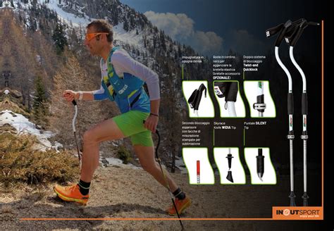 dettaglio di un gilet da running con bastoncini da trekking agganciati