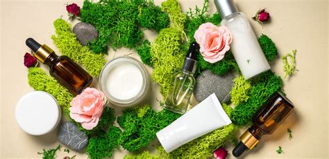 Ingredienti naturali in flaconi di cosmetici