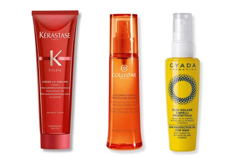 Schema di protezione solare per capelli: shampoo, spray, balsamo