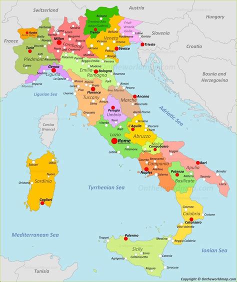 Mappa dell'Italia con evidenziate le città di provenienza degli artisti presenti nell'album 