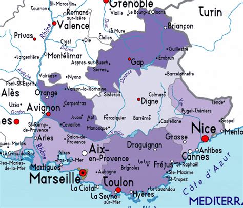 Mappa della Provenza, Francia