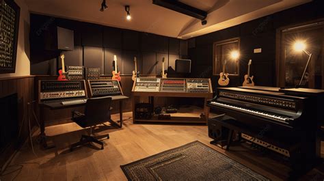 Recording studio with musical instruments