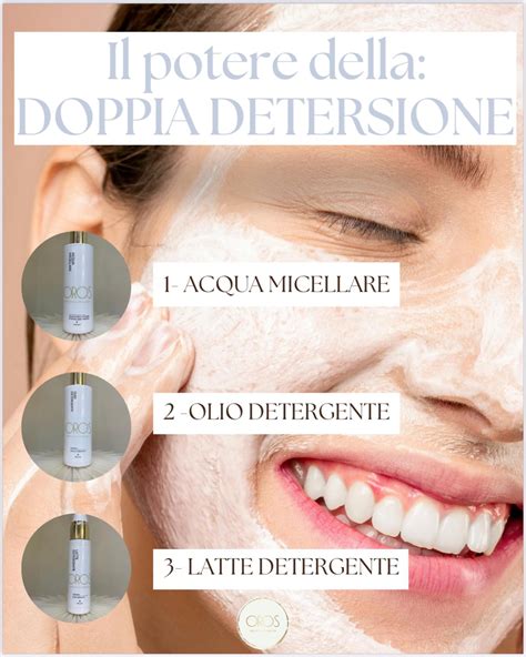 Schema della doppia detersione con latte detergente