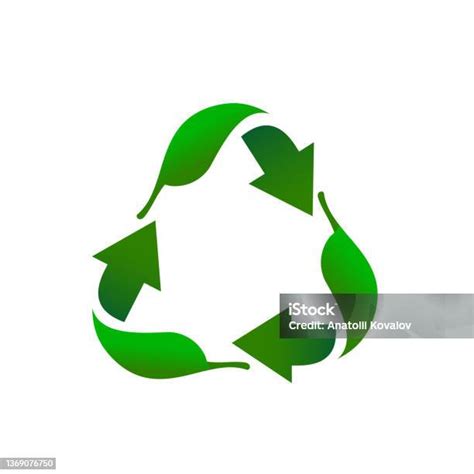 Simbolo di riciclo e foglia verde