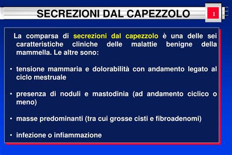 Diagramma che illustra le diverse tipologie di secrezioni dal capezzolo