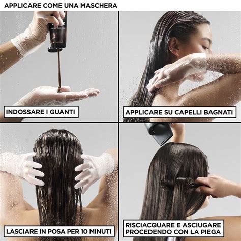 Donna che applica una maschera colorante sui capelli