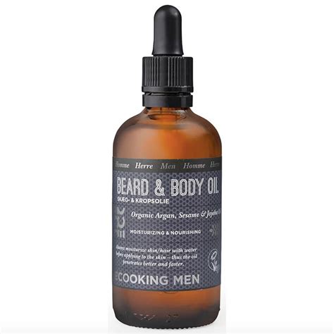 Flaconi di oli e balsami per barba con ingredienti naturali