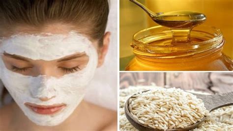 Ingredienti per una maschera viso: miele, acqua di rose, amido di riso