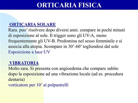 Diagramma che illustra le diverse tipologie di orticaria fisica