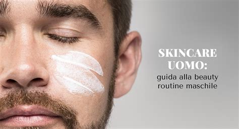 illustrazione di una routine di skincare uomo con prodotti naturali
