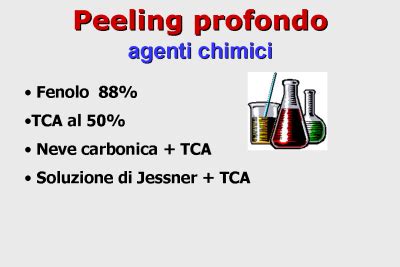 Tavola comparativa degli agenti chimici utilizzati nei peeling