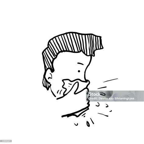 Illustrazione stilizzata di una persona che tossisce con una gola irritata