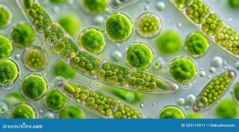 Microscopio che osserva microalghe verdi