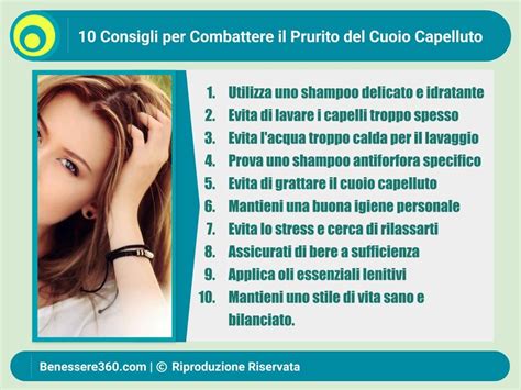 Infografica che illustra le diverse cause di prurito al cuoio capelluto, con icone rappresentative