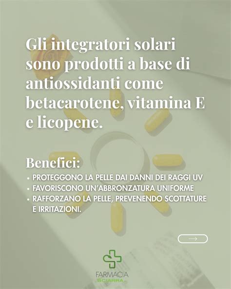 Schema dei benefici degli integratori solari