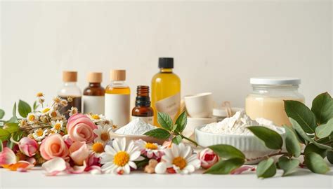 Vari ingredienti naturali utilizzati per la cura della rosacea