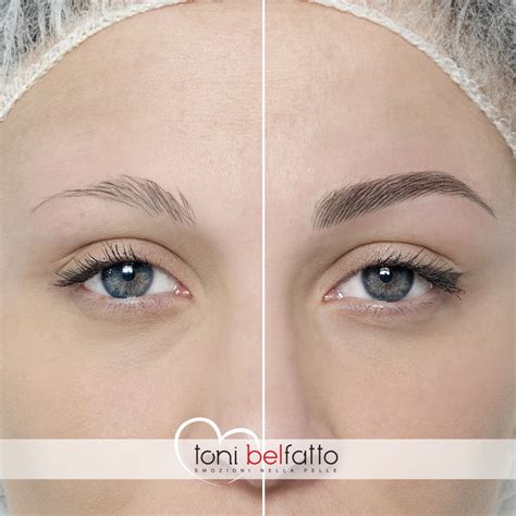 Sopracciglia tatuate prima e dopo