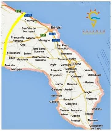 Map of Salento region, Italy
