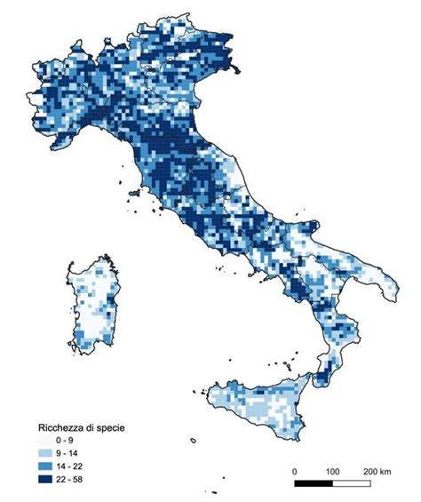 Mappa di distribuzione della Malmignatta in Italia