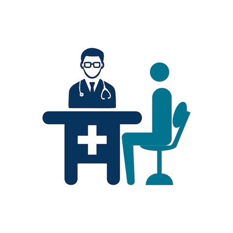 Icona di un medico che consulta un paziente