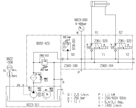 Diagramma di un circuito idraulico con valvole