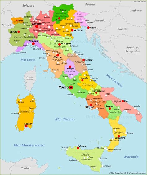 Mappa dell'Italia con evidenziate le principali città per la logistica