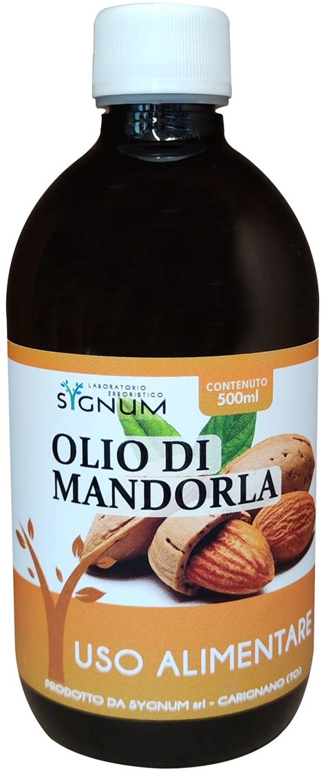 Bottiglia di olio di mandorle dolci spremuto a freddo