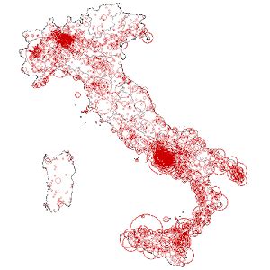 Una mappa che mostra la distribuzione dei Ser.D in Italia