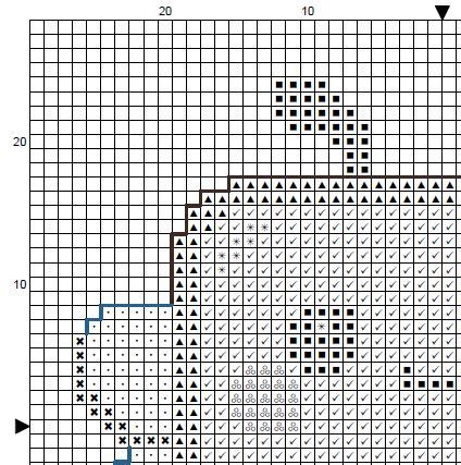 Schema di punto croce bianco e nero con simboli
