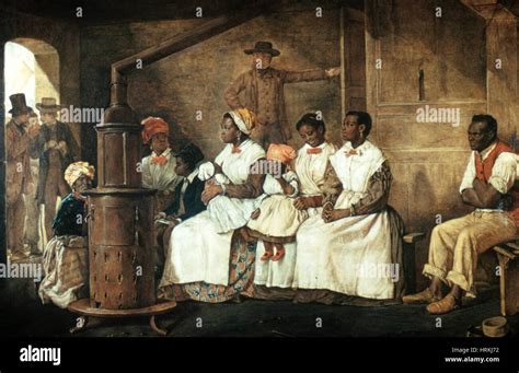 Raffigurazione di un mercato di schiavi nell'antichità