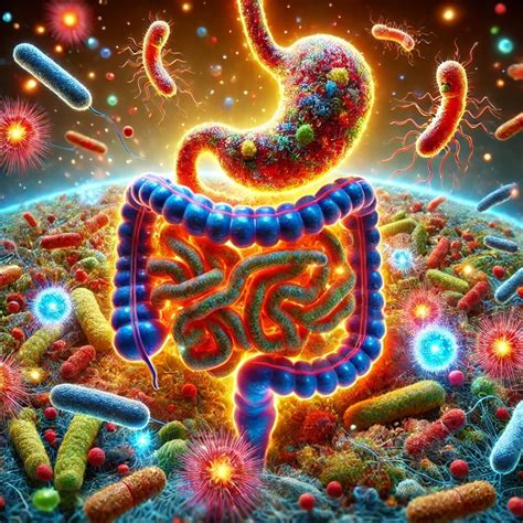 Diagramma che illustra il microbioma intestinale e i suoi effetti sulla salute